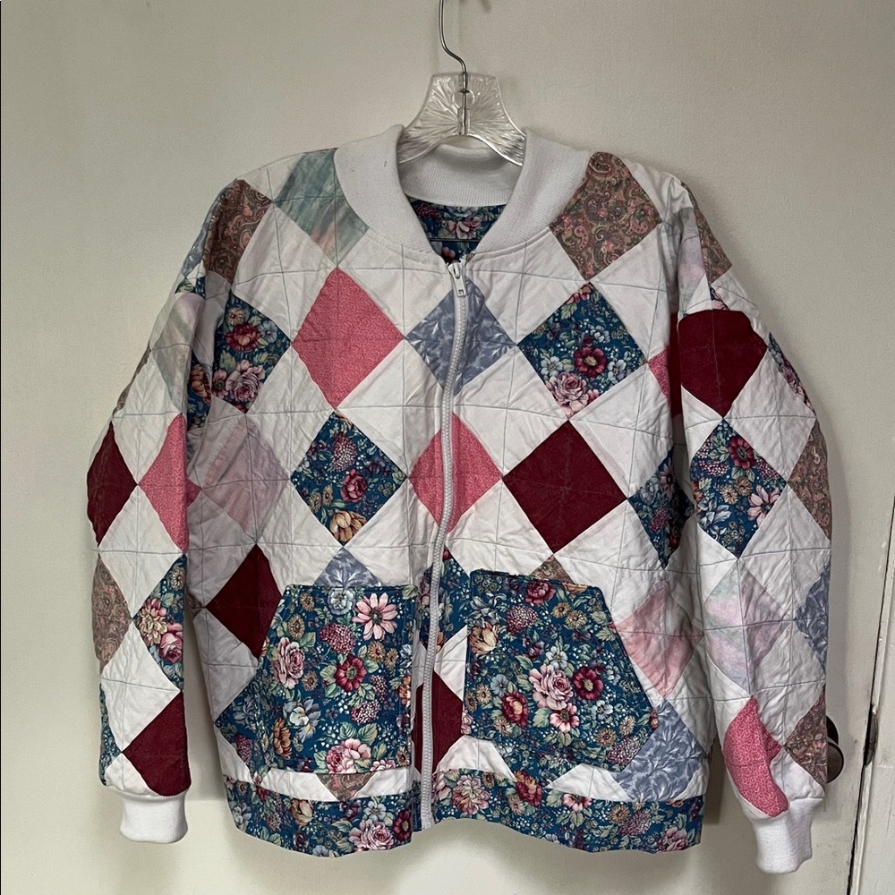 Patchwork Floral Bomber Jacket - Multicolor 7-03